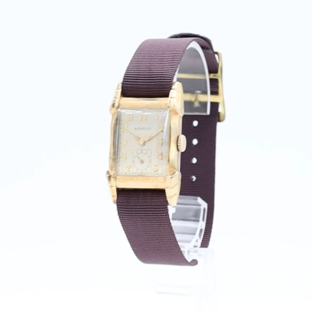 Vintage 22mm Benrus Deco 17 Jewel Men's Mechanical Wristwatch Bo1 Swiss 10k Rgp
